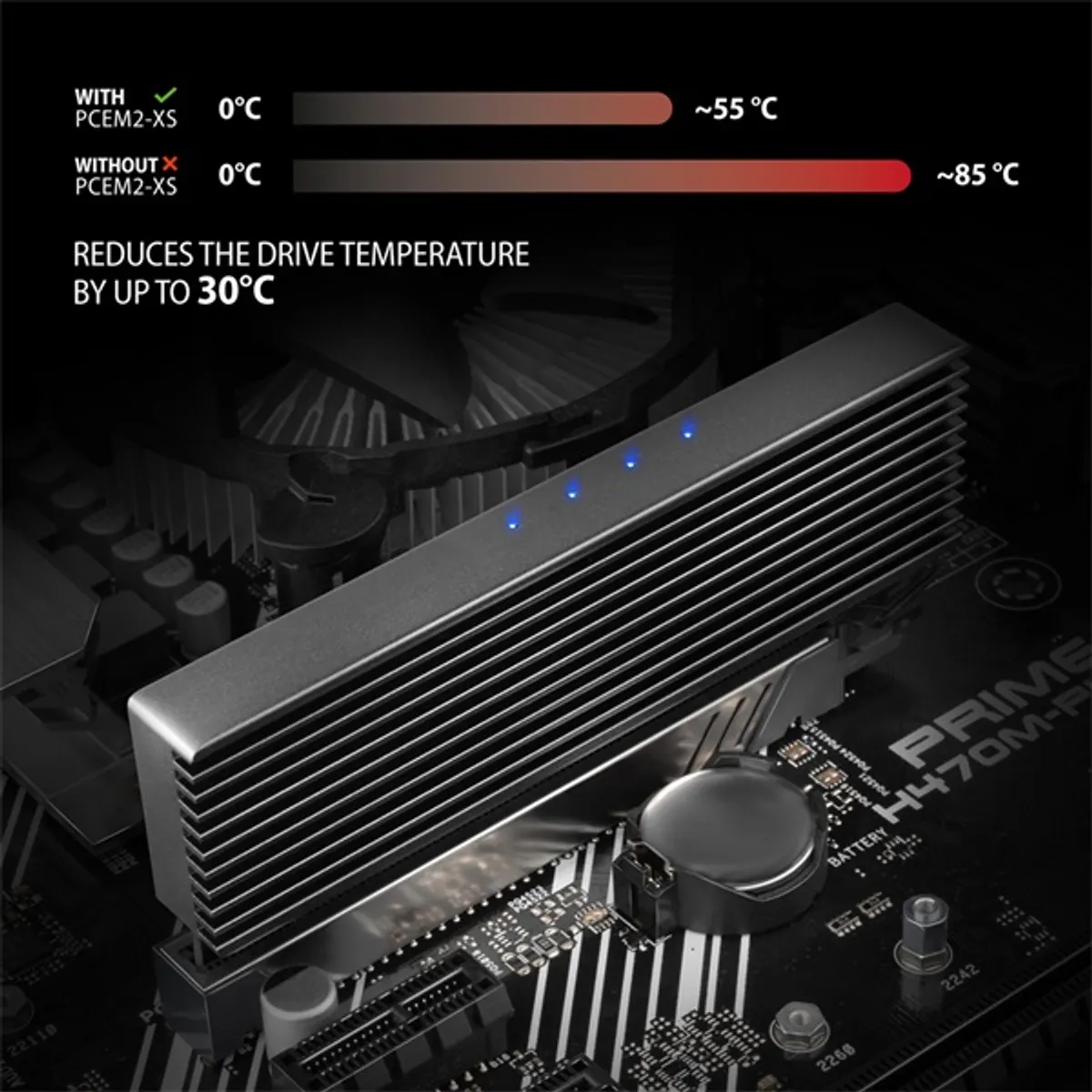 AXAGON PCEM2-XS PCIe NVMe M.2 adapter M-key NGFF 75 tűs 2230 2242 2260 2280 PCIe verziók 5.0 4.0 3.0 2.1 2.0 1.1 Plug and Play alumínium hűtőbordával #4