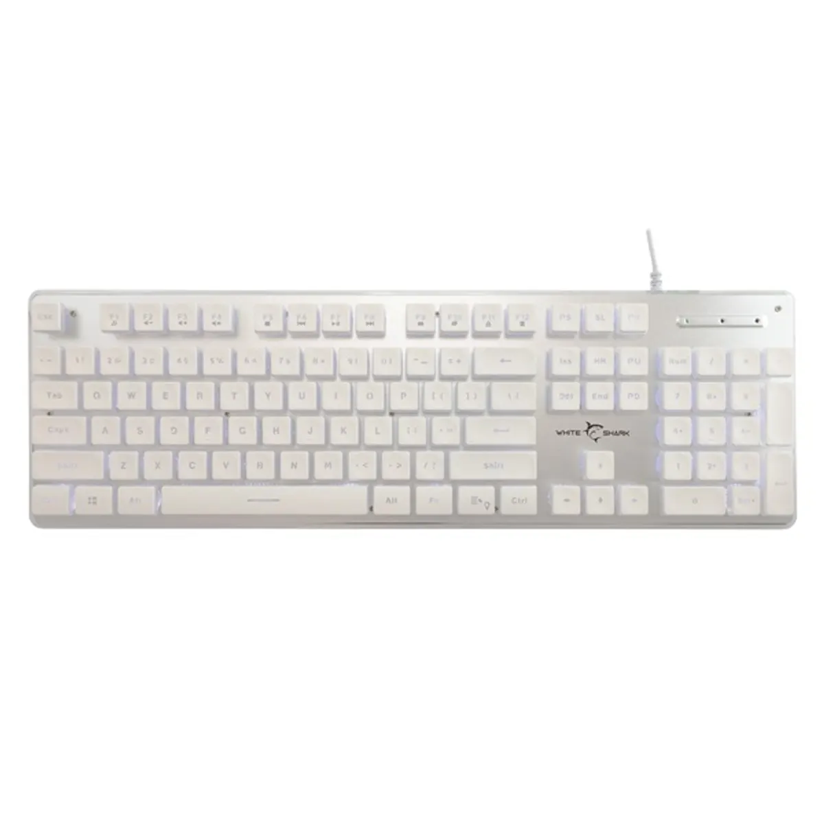 White Shark WS GK-003241W-US TACHI US fehér LED gamer billentyűzet membrán 104 105 billentyű USB 2.0 1,5 m #1