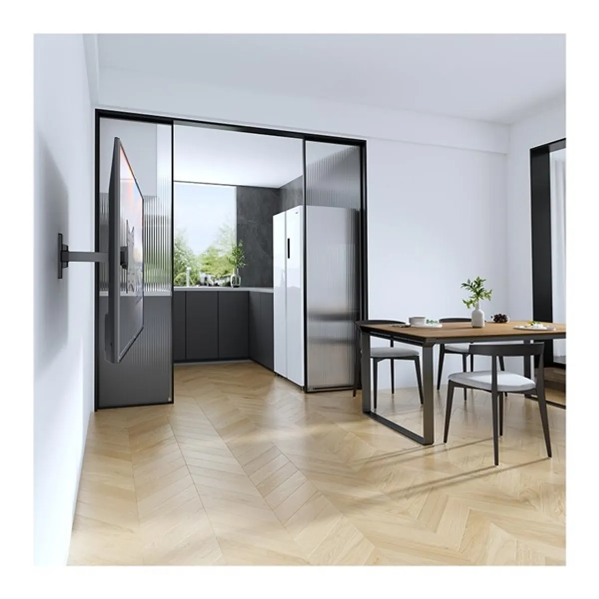 STELL 35057267 SHO 4520 kihúzható fali konzol 23"-42" VESA 75x75;100x100;200x100;200x200 20 kg forgatható 90° billenthető 10° fekete acél #6