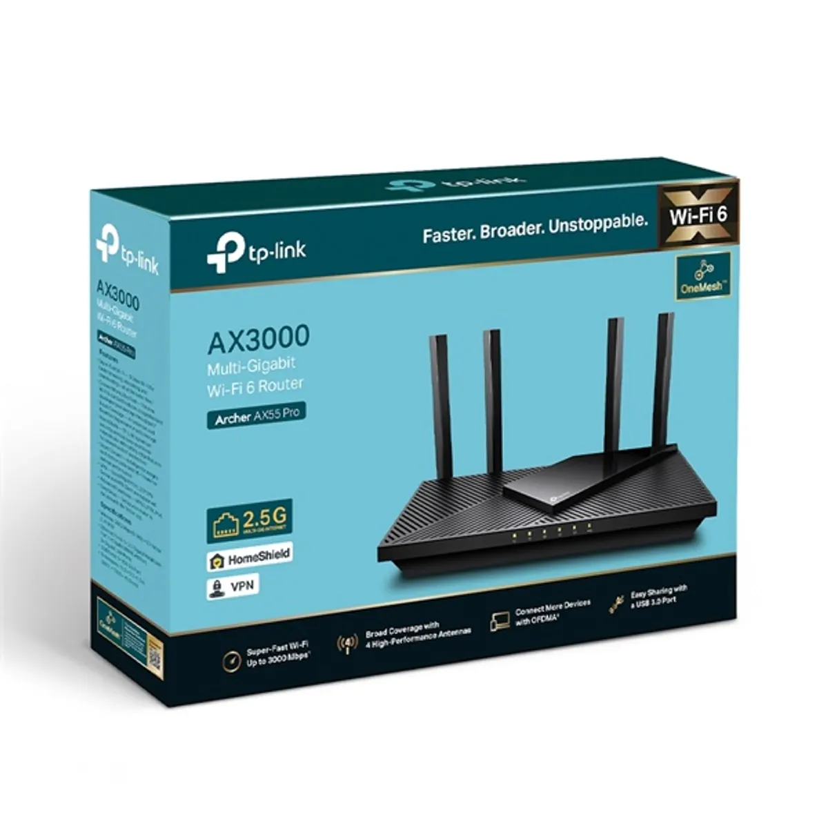 TP-LINK ARCHER AX55 PRO Archer AX55 pro 2402 Mbps, 574 Mbps 802.11ax szimultán WiFi IPv6 WPA3 gigabit LAN #7