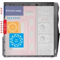 AKYGA AK939BL Midi ATX ház fekete 5,25 külső hely 1 db 3,5 belső hely 3 db 2,5 belső hely 3 db USB 2.0 előlapon 2 db max GPU hossz 385 mm táp nincs #9