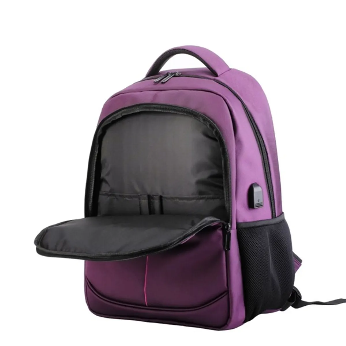 TOO BPSW012P156-USB Notebook hátizsák poliészter lila-fekete USB-portos 335x490x170 mm #4