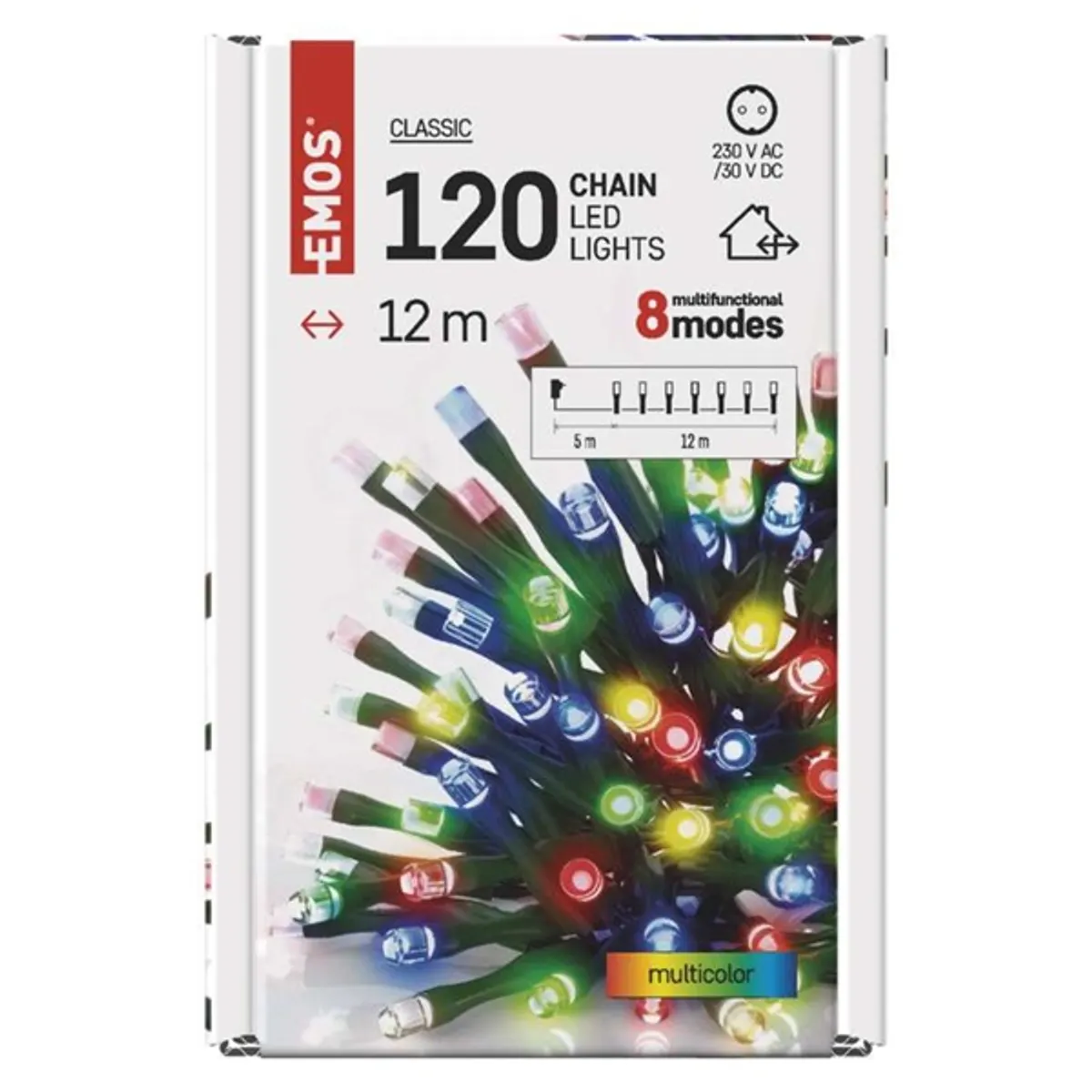 EMOS D4AM08 LED karácsonyi fényfüzér 12 m multicolor 8 üzemmód IP44 beltéri és kültéri LED integrált #6