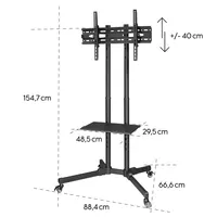 Hama 00220874 FITV Trolley 32"-75" fekete, állítható 81-191 cm, teherbírás 40 kg, VESA 200x200-600x400, billenthető #4