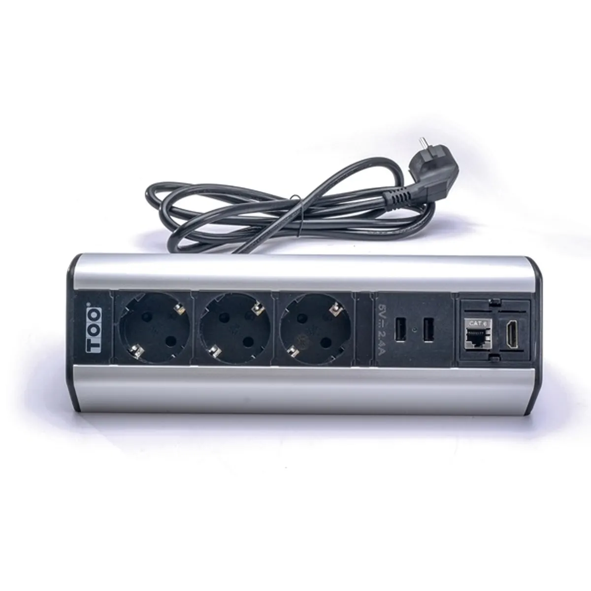 TOO DPS-114-3S asztalra rögzíthető elosztó 3 aljzat 2x USB-A HDMI RJ45 ezüst 1.8 m #1