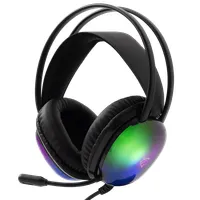 White Shark Ws Gh-2444B Peacock-B fekete gamer fejhallgató RGB világítás, vezetékes, 50 mm, 32 ohm, 103 dB, 20-20000 Hz, mikrofon baloldali, 200 cm kábel