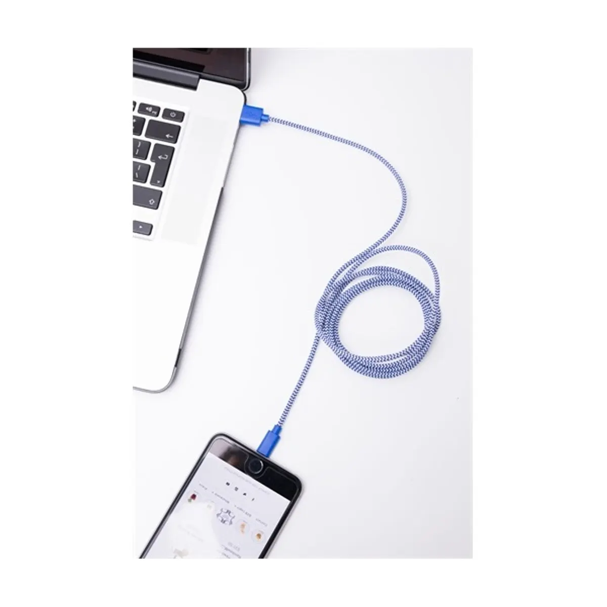 Kikkerland US113-BL-EU Lightning adatkábel 1,8 m textilborítású fehér-kék Apple-kompatibilis USB 2.0 #1