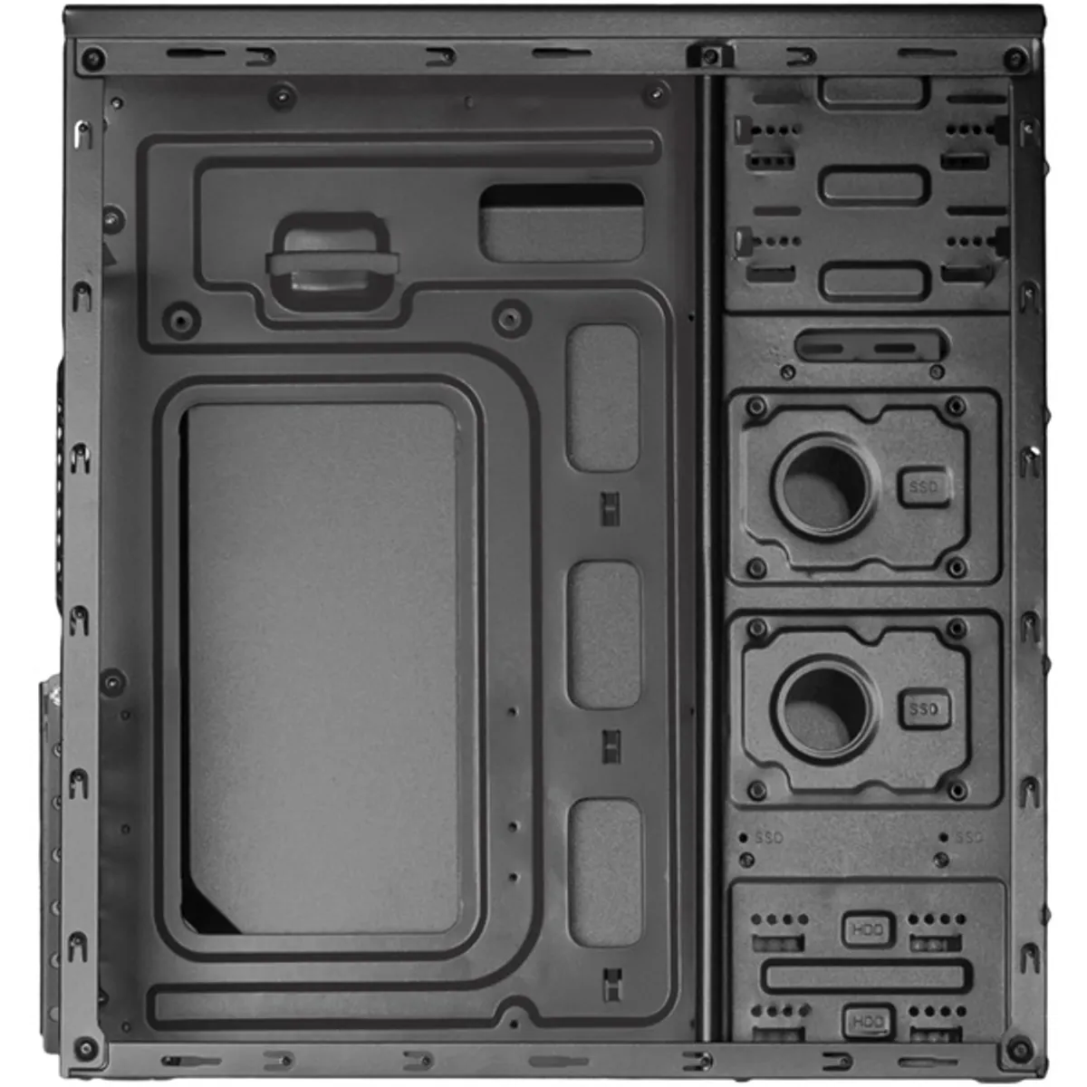 AKYGA AK939BL Midi ATX ház fekete 5,25 külső hely 1 db 3,5 belső hely 3 db 2,5 belső hely 3 db USB 2.0 előlapon 2 db max GPU hossz 385 mm táp nincs #6