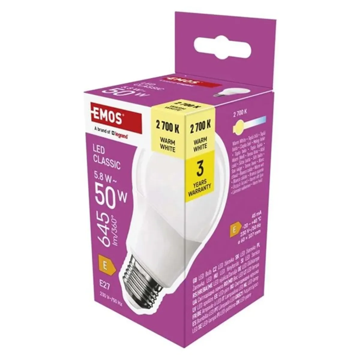 Emos ZQ5E31 Classic A60 E27 2700K 470 lm 4 W LED izzó #2