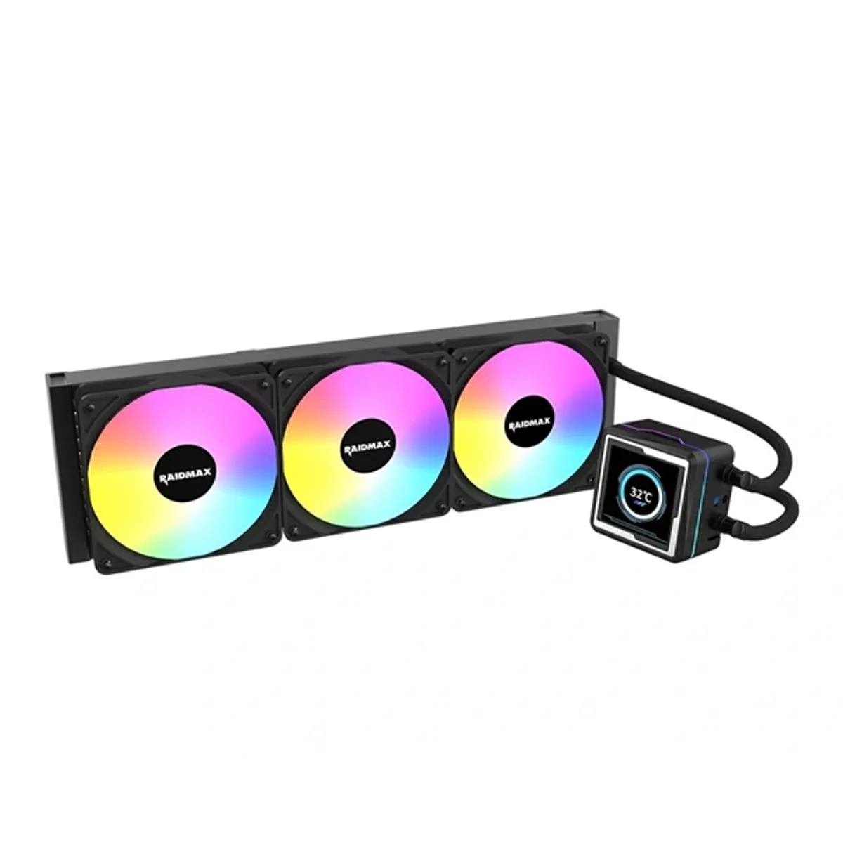 RAIDMAX LM360BK ARGB processzorhűtő LCD 360 mm radiátor 3 db 120 mm ventilátor 2800 RPM pumpa 450 mm cső #2
