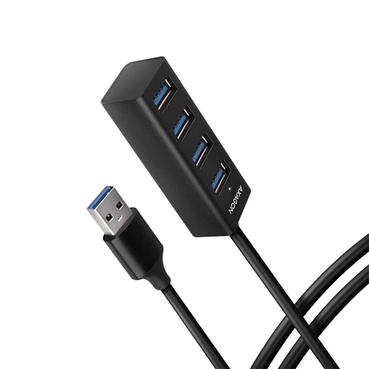 AXAGON HUE-M1AL 4-portos USB3.2 Gen 1 mini hub fém ház 120 cm kábel 4x USB-A #1