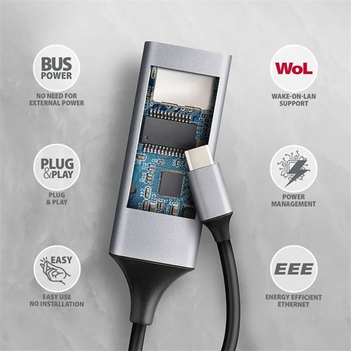 Axagon ADE-TXPD USB-C gigabites Ethernet adapter ezüst fekete 15 cm RJ-45 #6