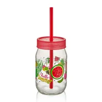 LUXPLASTIC C-00162 Spring üvegpohár 380 ml szívószállal