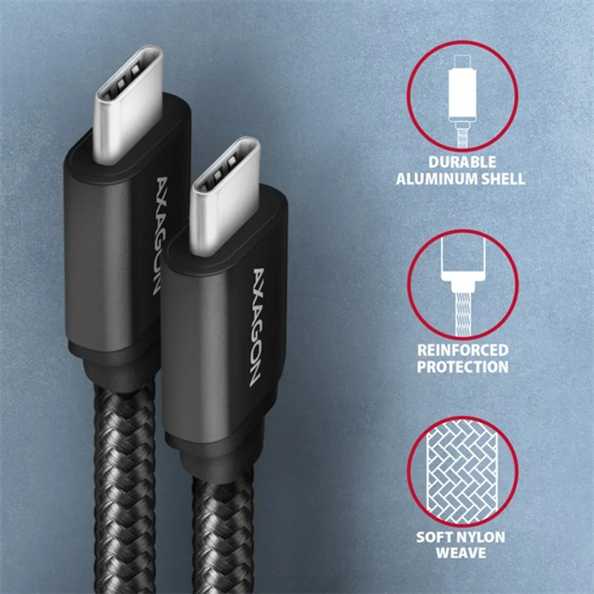 AXAGON BUCM3-CM20AB Speed USB-C adat- és töltőkábel 200 cm Csatlakozó 1 USB 3.2 C Csatlakozó 2 USB C Fekete Szerelt #3