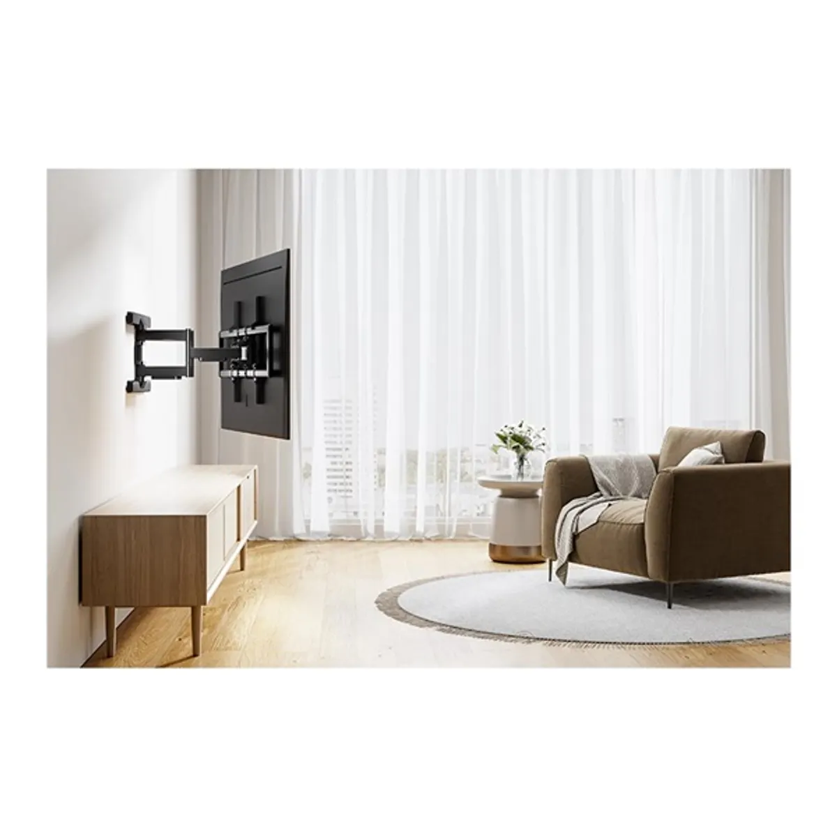 Stell 35061032 fali konzol acél fekete 60 kg forgatható billenthető kábelrendező 1 db 43"-100" Vesa 200x100-800x400 #8