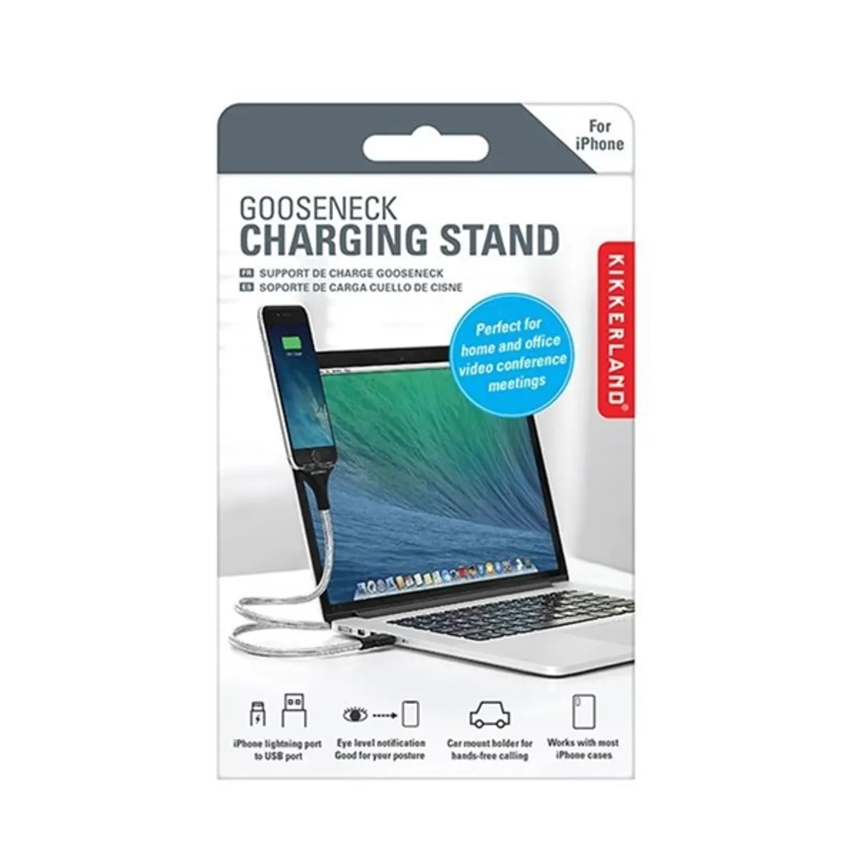 Kikkerland US212-EU gooseneck telefontartó iPhone-kompatibilis és USB A - Lightning töltőkábel fekete #2