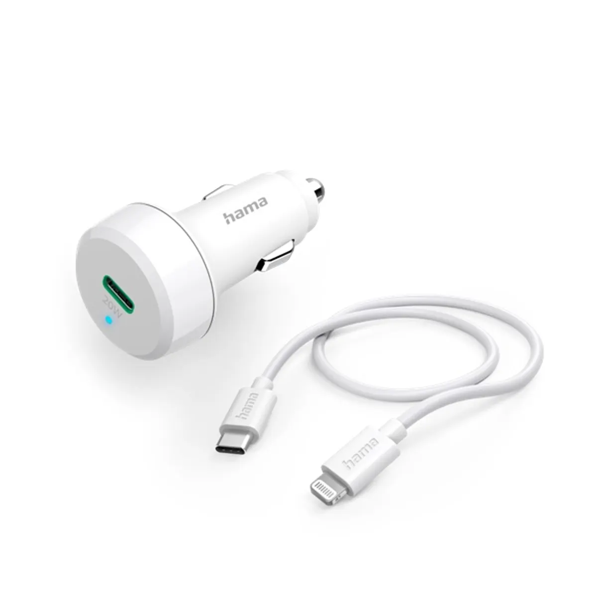 Hama 00201611 Autós töltő USB-C Lightning PD 20W 1m fehér #1