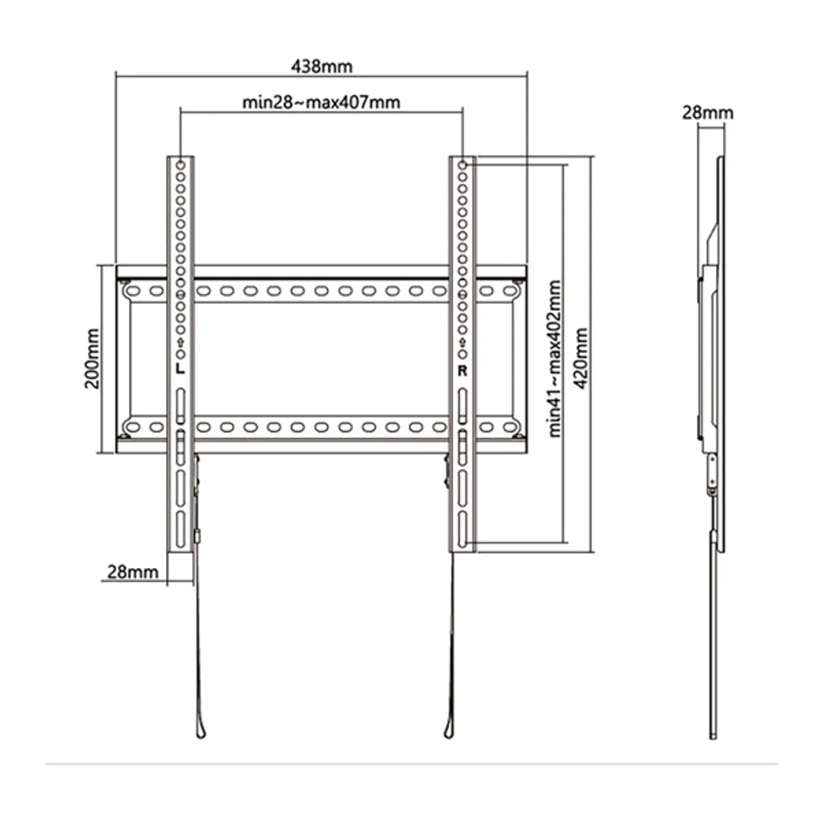 Stell 35057818 Fali konzol Acél Fekete 75 kg 32"-70" Billenthető VESA 75x75;100x100;200x100;200x200;300x200;300x300;400x200;400x400 #6