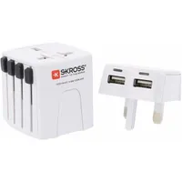 SKROSS MUVUSB-2-4-A adapter fehér 2x USB A és USB 2.0 A, hálózati csatlakozó apa és anya