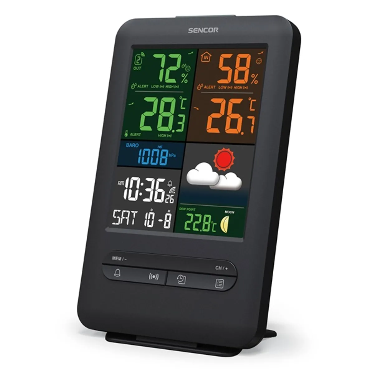 SENCOR 35053972 SWS 7300 időjárás állomás vezeték nélküli digitális kijelző 8 érzékelő csatlakoztatható #4