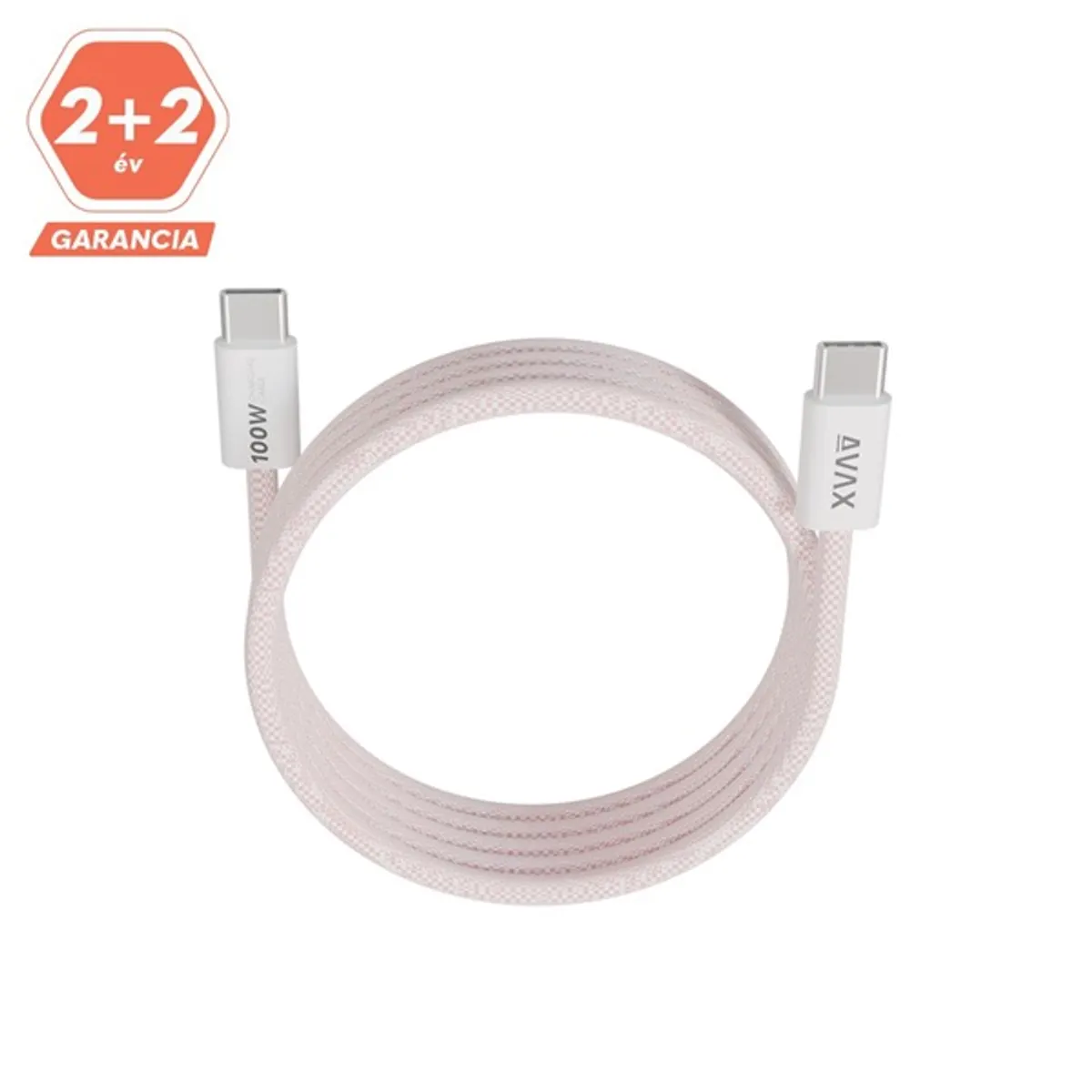 AVAX CB610P Magnety USB-C adat- és töltőkábel 100W 1m rózsaszín fonott #3