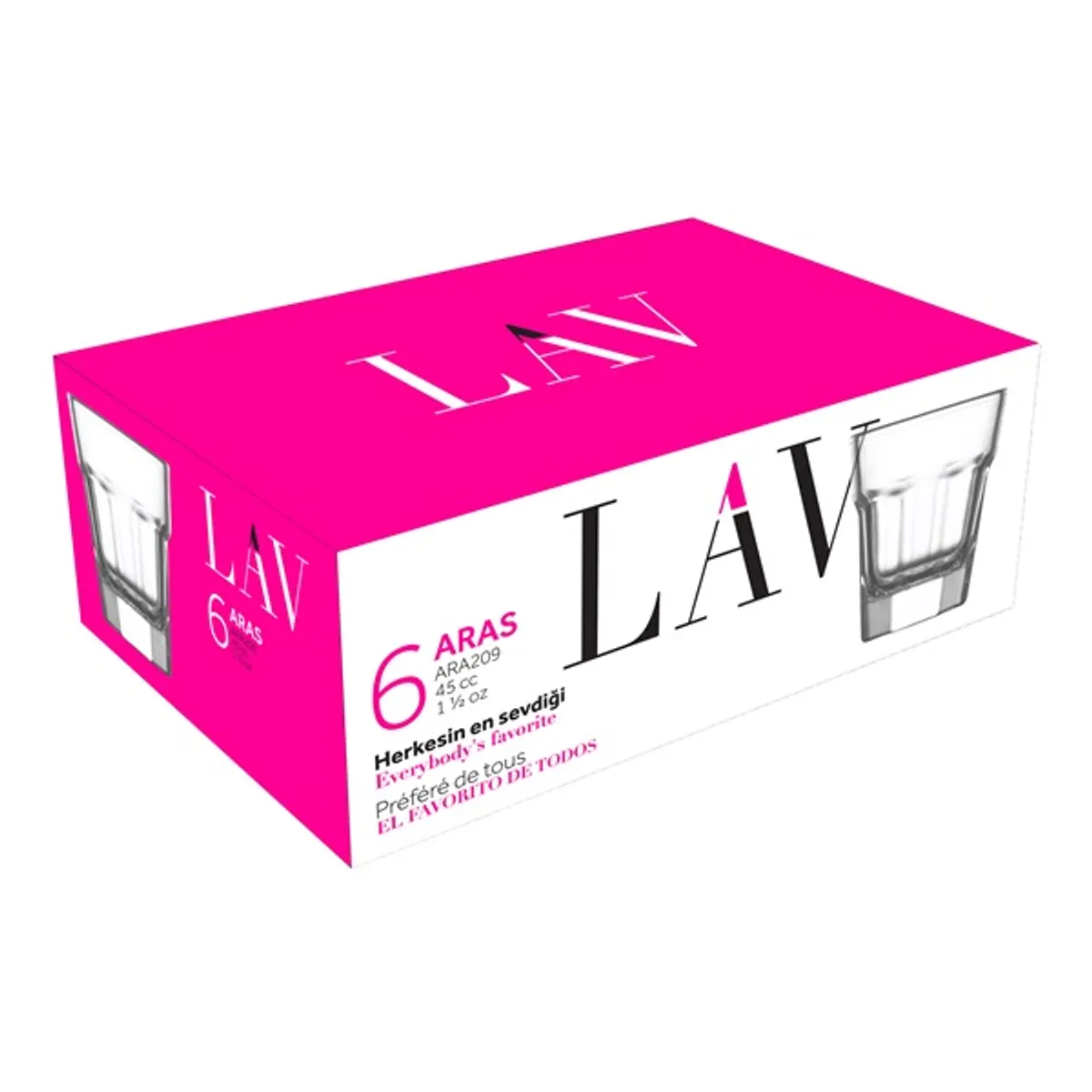LAV LV-ARA209F likőrös pohár szett 6 darabos 45 ml átlátszó üveg #1