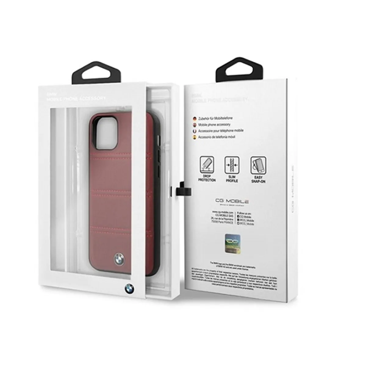 BMW BMHCN58PELBU iPhone 11 Pro burgundi vízszintesen csíkozott kemény tok #4