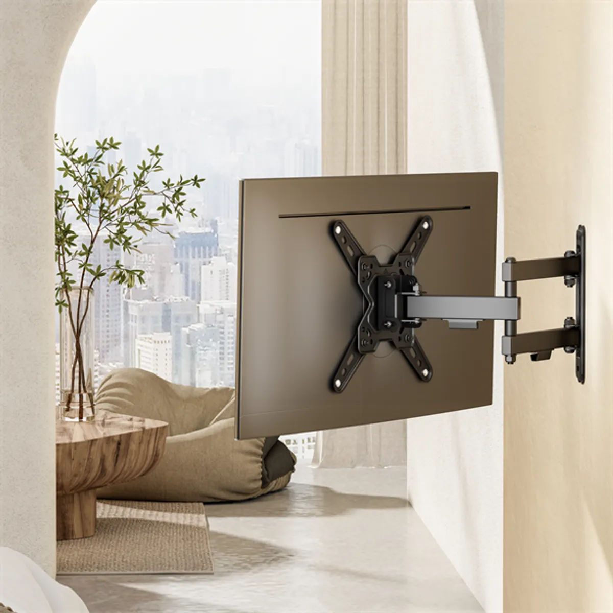 SBOX LCD-223-2 13"-43" dönthető, forgatható, VESA 75x75-200x200, max terhelhetőség 20 kg, fekete acél, kábelrendező #6