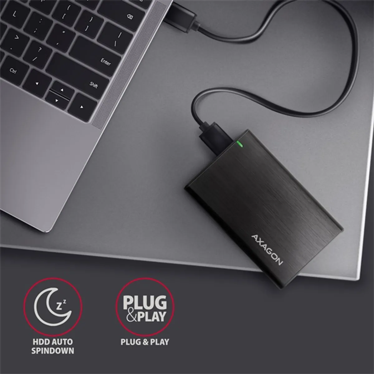 AXAGON EE25-A6M USB3.2 Gen 1 külső 2,5" SATA lemez alumínium csavarmentes fekete #6
