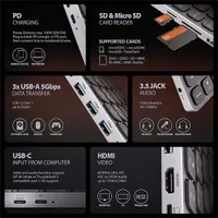 AXAGON HMC-KB-HU billentyűzet hub 9in1 USB-C;HDMI;SD/microSD;3x USB-A;PD 100W;60 cm;magyar elrendezés;alumínium #4