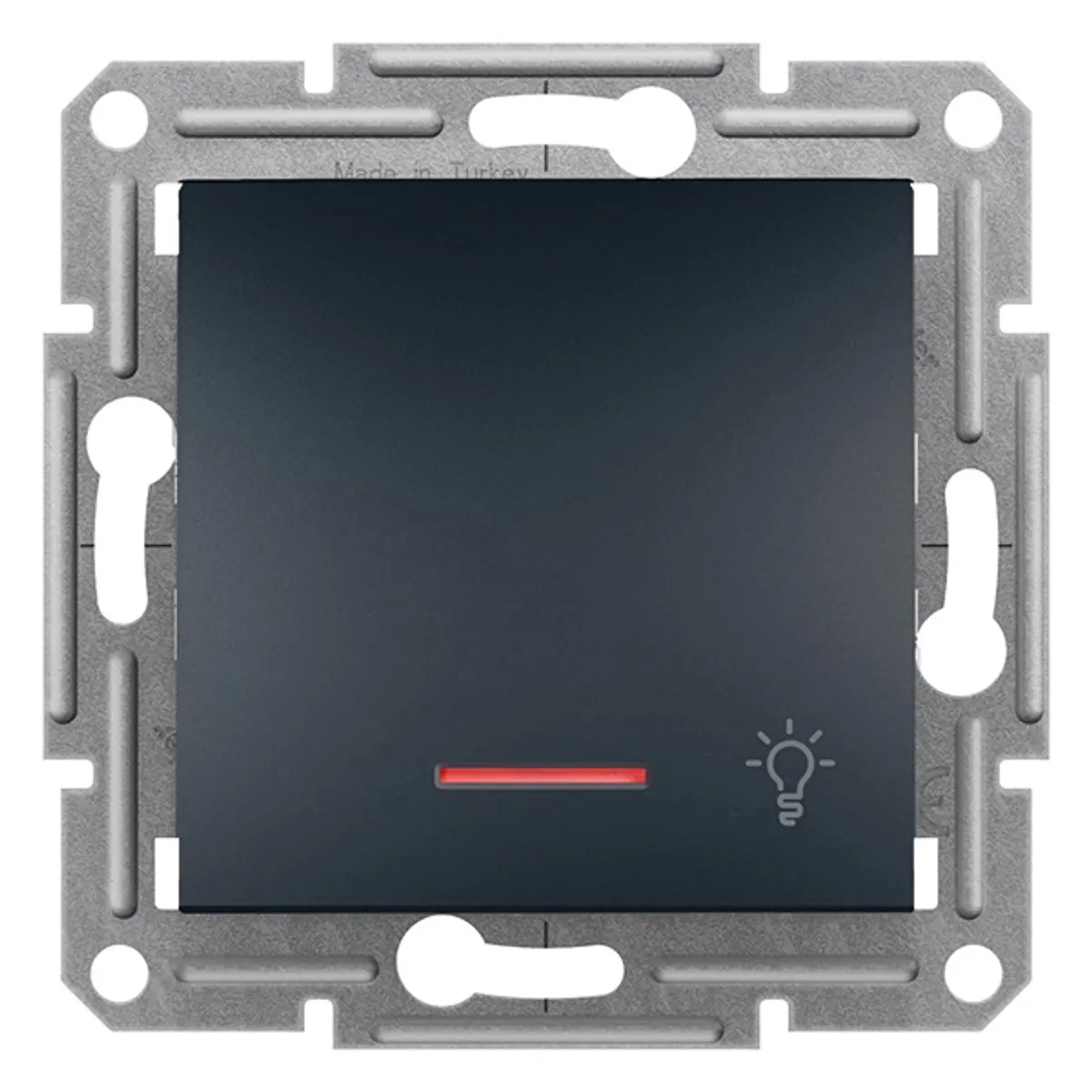 Schneider EPH1800171 Asfora egypólusú nyomó jelzőfényes rugós bekötés antracit 10A IP20 #1