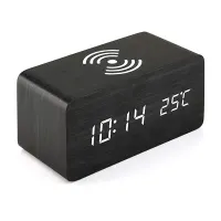 IRIS DC-100-WF-QI ébresztőóra és töltő, Qi 15W, hangvezérlés, 12 és 24 órás kijelzés, 3 ébresztés, hőmérséklet és dátum kijelzés, állítható fényerő