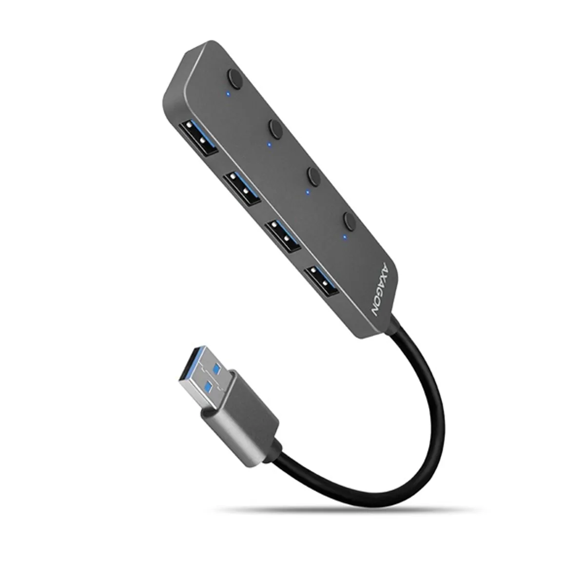 AXAGON HUE-MSA USB 3.2 Gen 1 4x USB-A hub, fém, 20 cm kábel #1