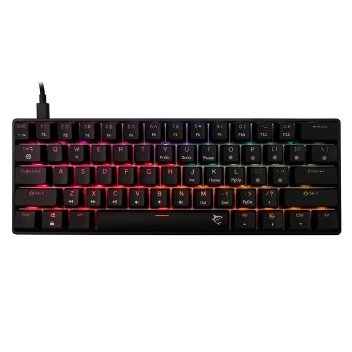 White Shark WS GK-004111B-R-US Shinobi 2 61-62 kulcsos kicserélhető piros kapcsoló USB-C RGB 1,8 m #1