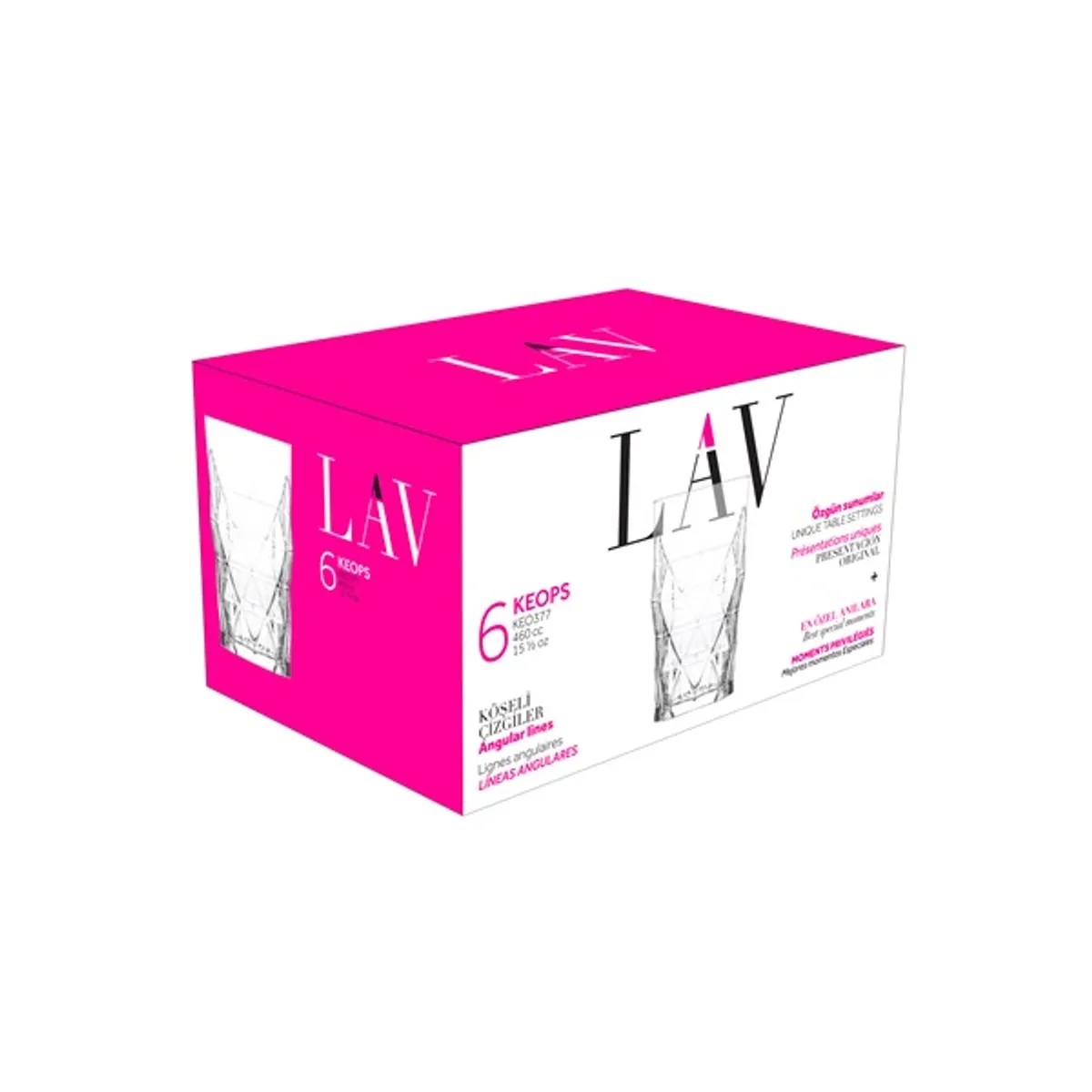 LAV LV-KEO377F Keops Long Drink pohár 0,46 l, üveg, átlátszó koktélos pohár készlet 6 darab #1