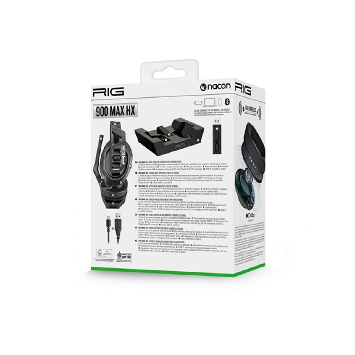 NACON 2809611 RIG 900 MAX fejhallgató fekete 2,4 GHz Bluetooth Xbox PC kompatibilis 40 mm meghajtók zajszűrős mikrofon #5