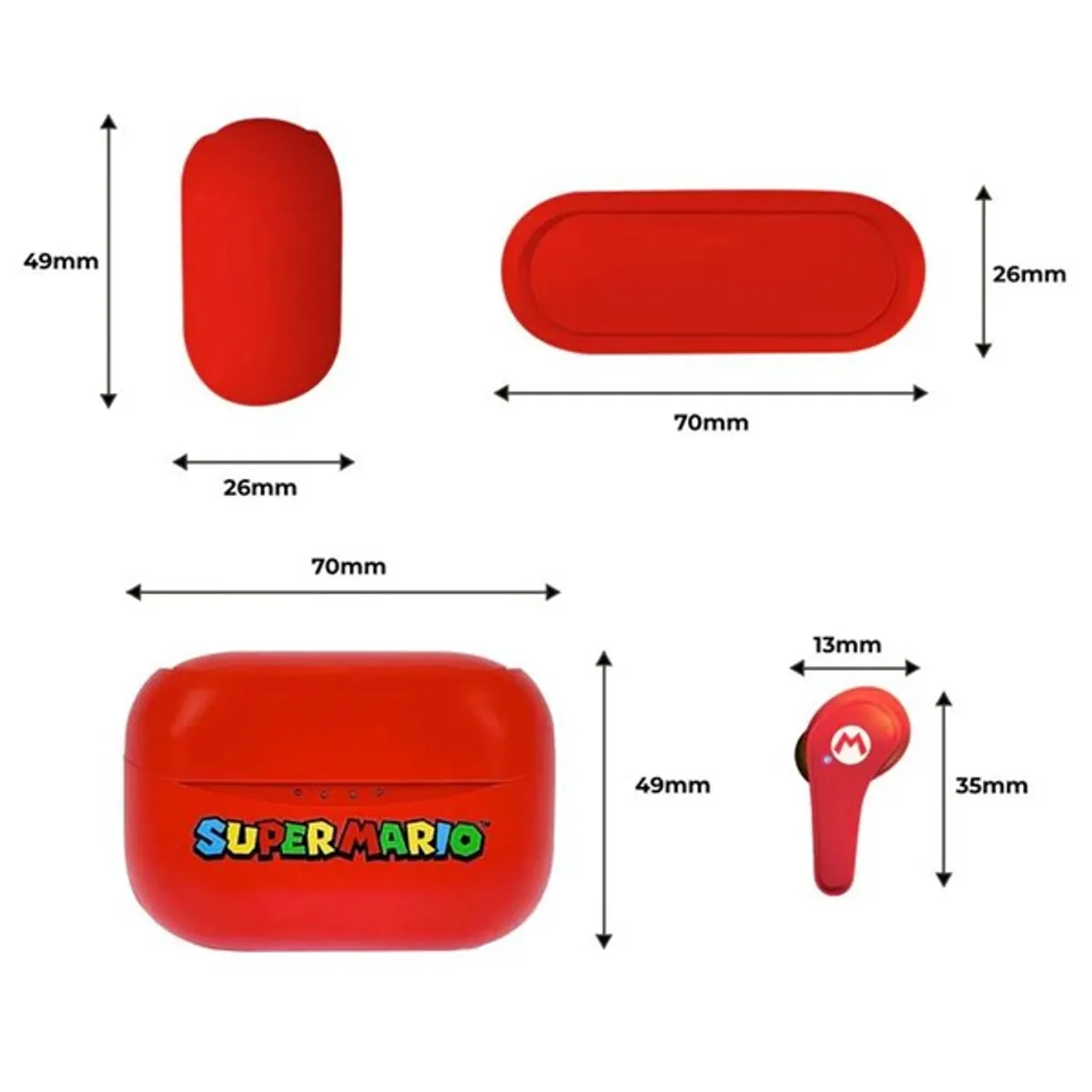 OTL SM0894 Super Mario true wireless fülhallgató piros Bluetooth 5.3 USB-C tok 6 óra beépített mikrofon #5