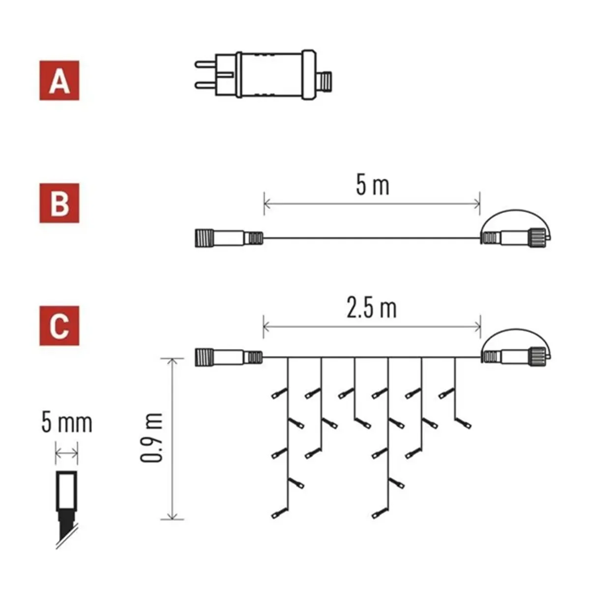 Emos D1CC03 jégcsap fényfüzér 2,5 m 100LED IP44 LED 12W hideg fehér időzítő kültéri beltéri #9