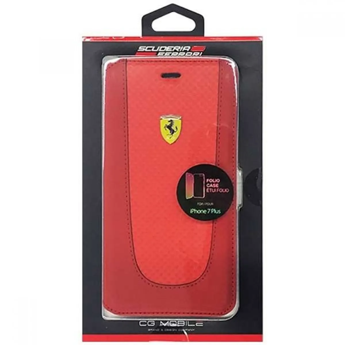Ferrari FEPIFLBKP7LRE SF pit stop flip tok piros nyomott mintás 5,5" iPhone 7 Plus #3