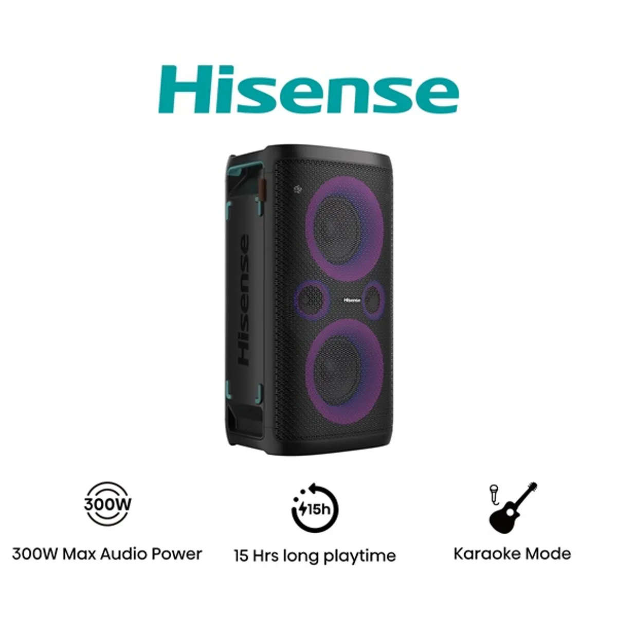HISENSE 20016678 parti hangszóró Bluetooth IPX4 15 óra 300 W 7650 mAh vezeték nélküli töltőpad AUX #1