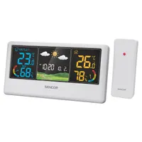 SENCOR 52000065 időjárás állomás fehér vezeték nélküli LCD kijelző ébresztőóra 147 mm szélesség 17 mm mélység 74 mm magasság