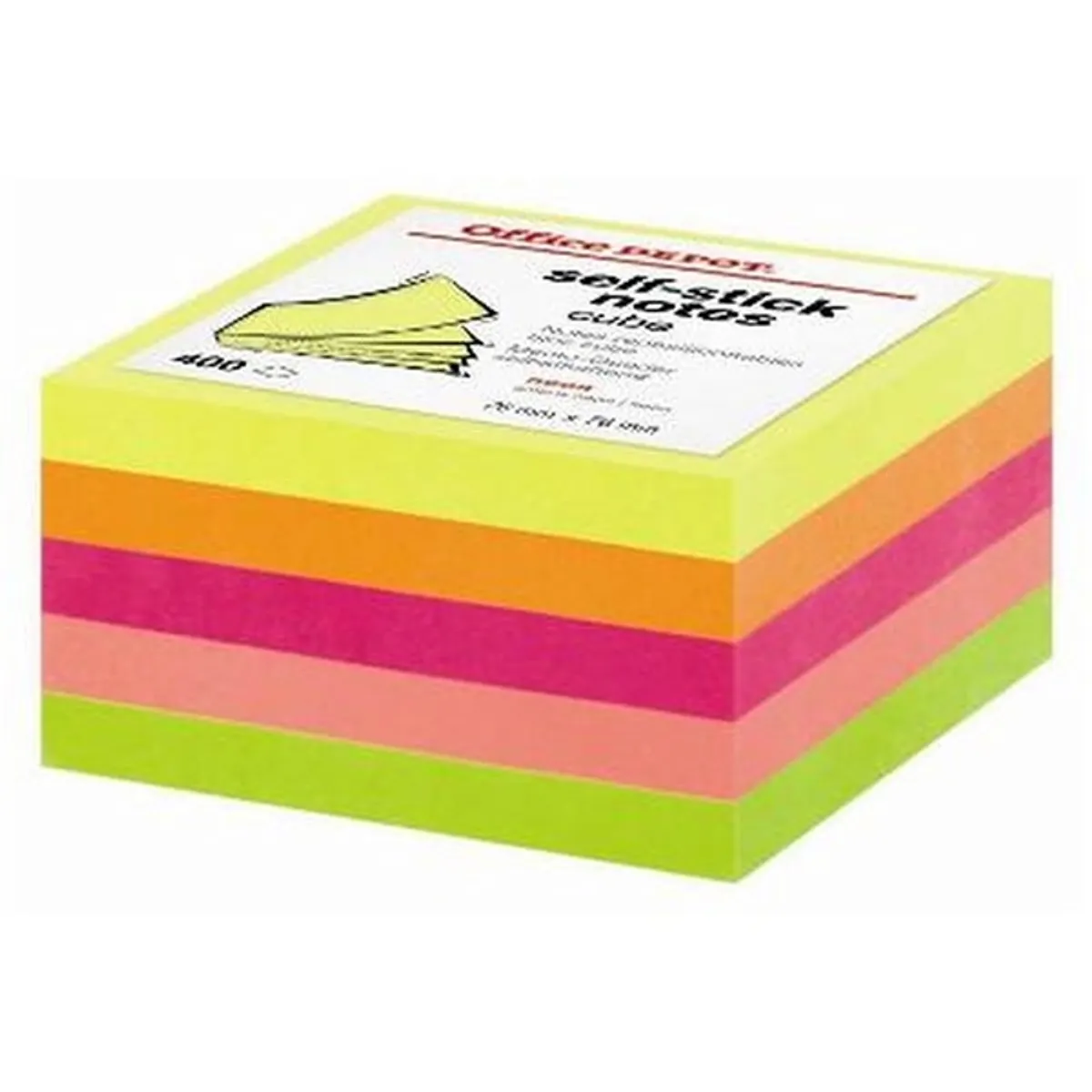 Office Depot 1415410 Kockatömb neon öntapadós 7,6x7,6 cm 400 lap #1