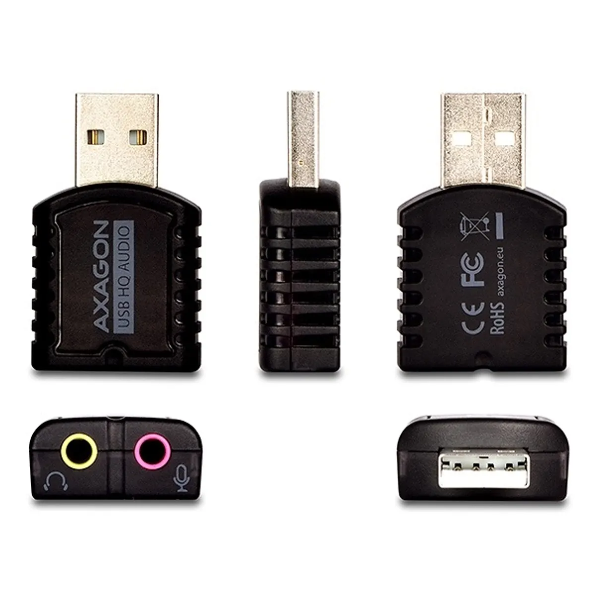 AXAGON ADA-17 USB HQ audió MINI adapter 2 csatornás analóg kimenet 3,5 mm jack mikrofon bemenet 3,5 mm USB 2.0 külső 44.1 48 96 kHz 16 24 bit #6