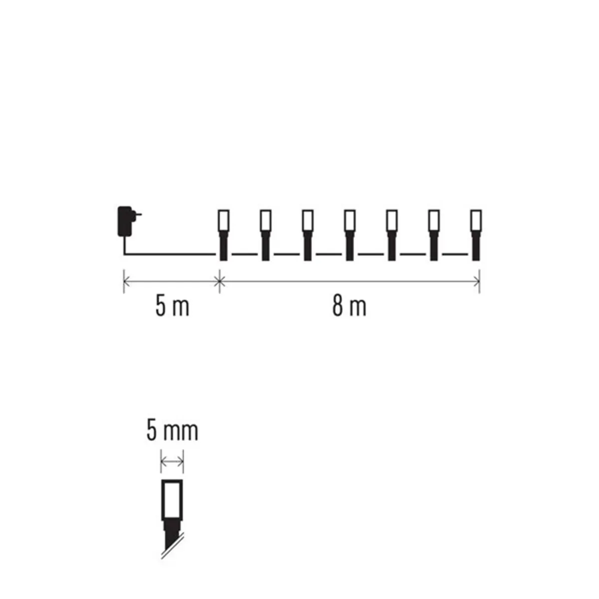 EMOS D4AW02 karácsonyi LED fényfüzér 8m 80LED meleg fehér zöld kábel IP44 időzítő beltéri-kültéri #8