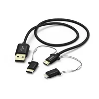 Hama 183348 3in1 adatkábel fekete 100 cm Micro USB USB Type-C Lightning