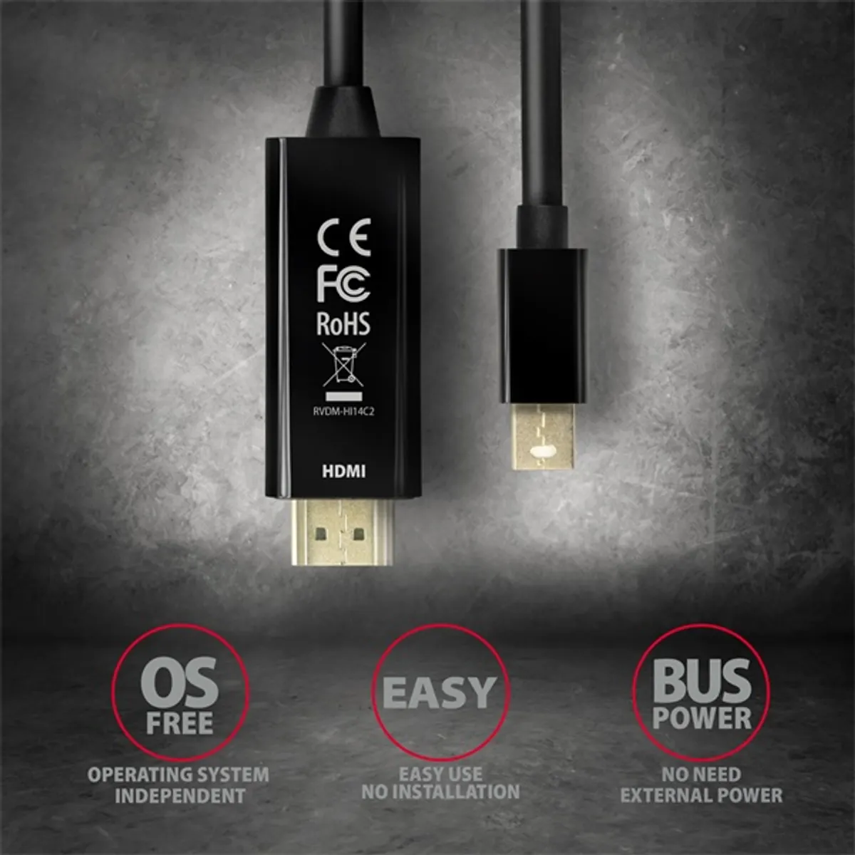 Axagon RVDM-HI14C2 Mini DisplayPort HDMI kábel 1,8 m fekete #5