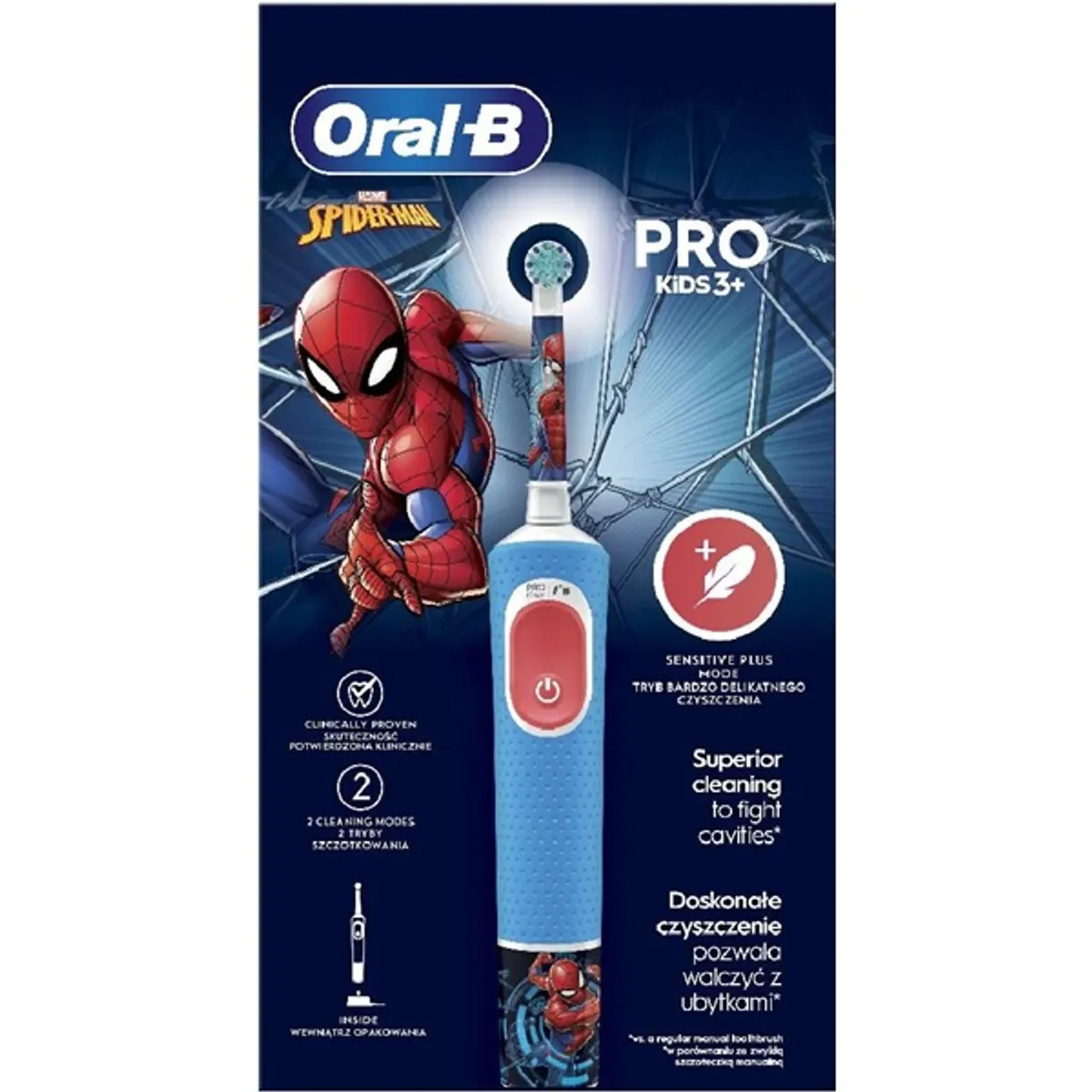 Oral-B 10PO010412 Vitality Pro Kids Spiderman gyerek elektromos fogkefe 3 éves két mód beépített időzítő cserélhető fej #1