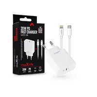 MAXLIFE ML738416 PD QC 20W Type-C fehér gyorstöltő adapter és USB-C - Lightning kábel 100 cm