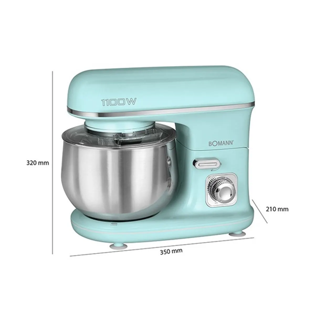 BOMANN KM 6030 CB menta zöld 1100 W 5 l rozsdamentes acél edény bolygó rendszerű forgás #3
