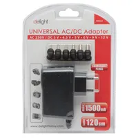 Delight 55056A Univerzális adapter 120 cm AC 110-240 V DC 3-12 V 1 A 12 W cserélhető DC dugók #2